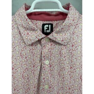FootJoy FJ Mens Golf Polo Shirt Floral Daisy Print Red White Yellow 2XL